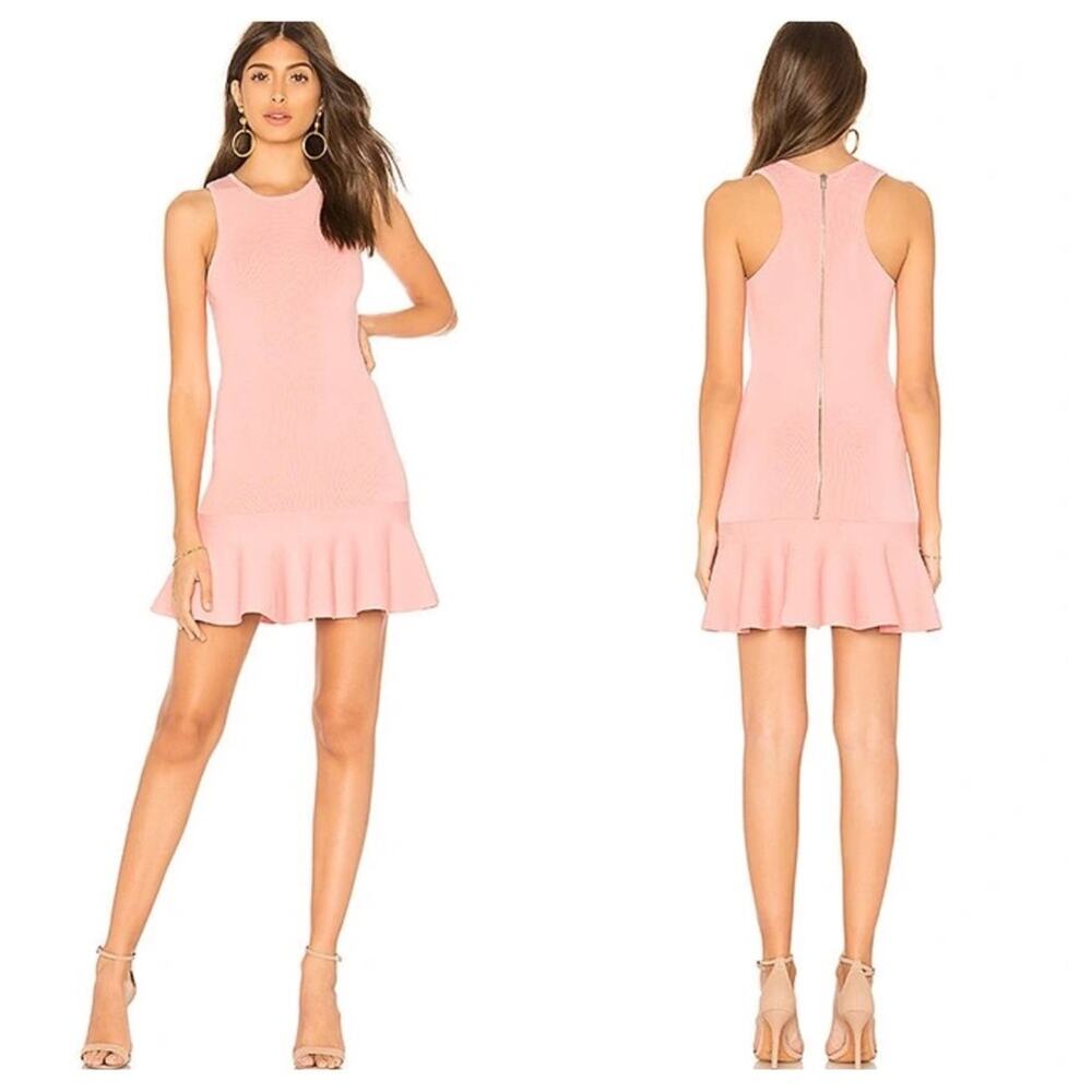 NWT By The Way. Revolve Bubblegum Pink Jazzie Ruffle Flounce Hem Dress Size S